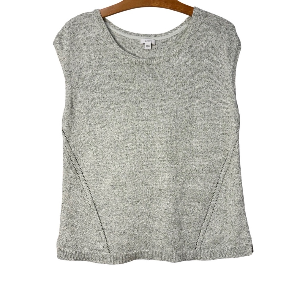 Pure Jill Large Sleeveless Cotton Sweater Top Tee T-Shirt Cap Sleeve Mint Green